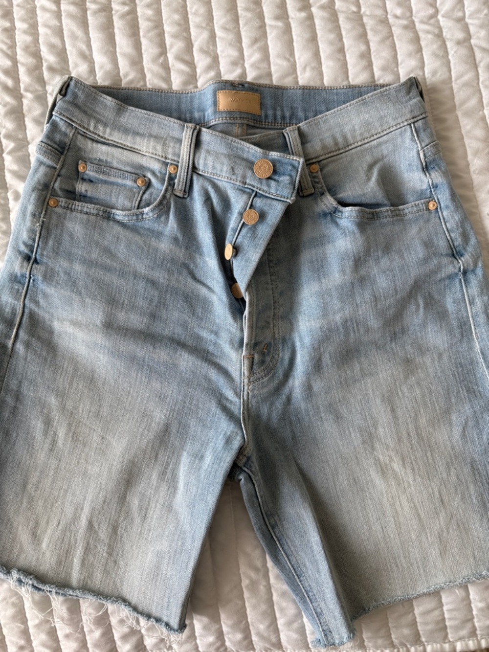 MOTHER Light Blue High-Waist Denim Shorts